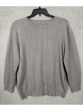SHEWIN Womens Casual Crewneck Long Sleeve Lightweight Knit Sweater Gray 2XL NWOT